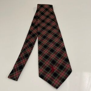 Vintage Ralph Lauren Polo Logo Classic Plaid Tie-Black/Green/Red-EUC!